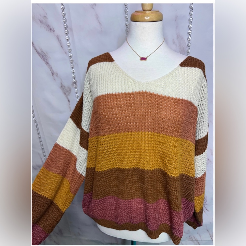 Umgee Color Block Sweater Size XL - Picture 3 of 4